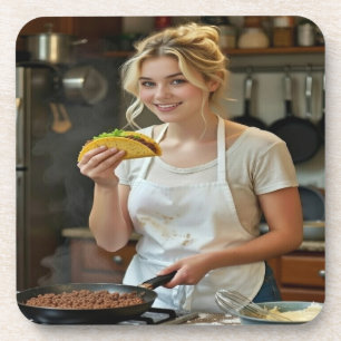 Tacos essend Foto personalisieren anpassen Getränkeuntersetzer