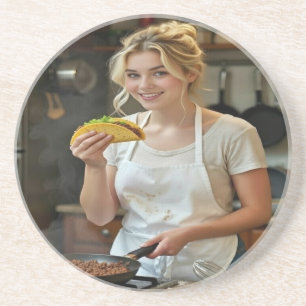 Tacos essend Foto personalisieren anpassen Getränkeuntersetzer