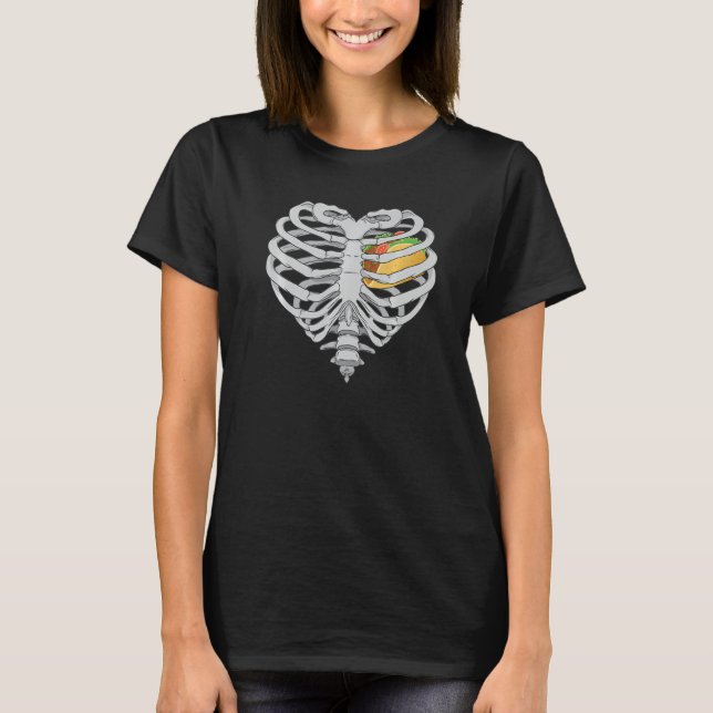 Tacos Heart Skeleton RibCage Halloween I Love Taco T-Shirt (Vorderseite)