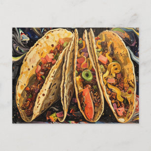Tacos im Stil von Klimt Postkarte