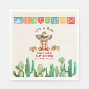 Tacos & Teddy Bears Cactus Boy Baby Shower Fiesta Serviette