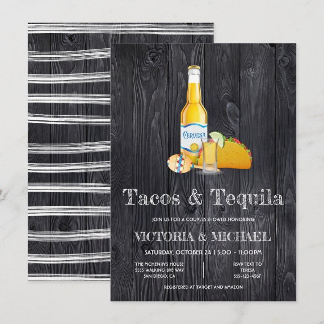 Tacos & Tequila Paare Showlobby Party Einladung (Vorne/Hinten)