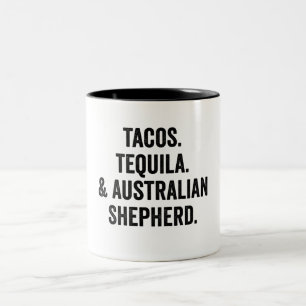 Tacos Tequila und australischer Schäferhund Funny  Zweifarbige Tasse