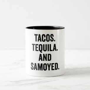 Tacos Tequila und Samoyed Zweifarbige Tasse