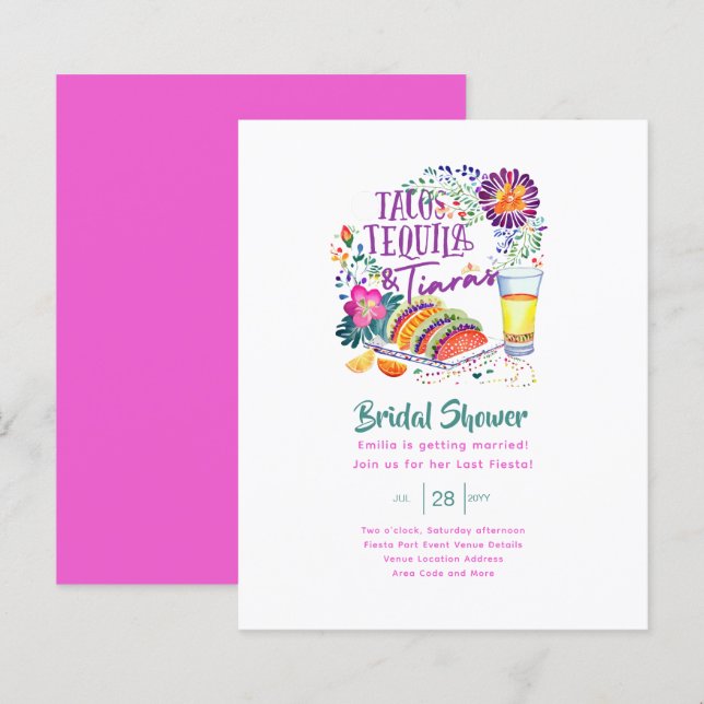 Tacos Tequilas Tiaras Letztes Party Brautparty (Vorne/Hinten)