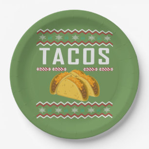 Tacos Ugly Christmas Sweater Pappteller