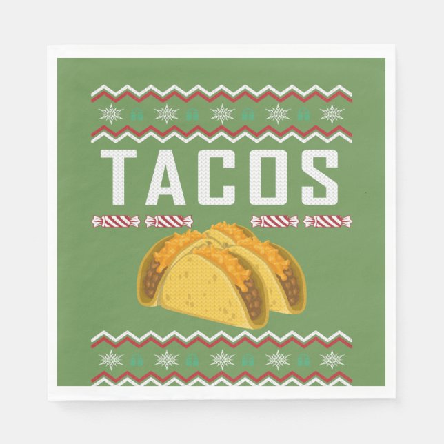 Tacos Ugly Christmas Sweater Serviette (Vorderseite)