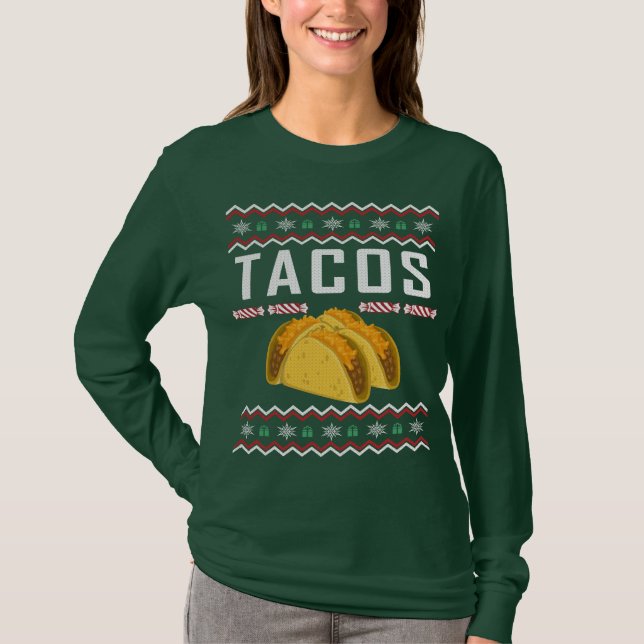Tacos Ugly Christmas Sweater T-Shirt (Vorderseite)