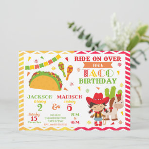 Tacos und Cowgirl gemeinsamer Geburtstag Fiesta- Einladung