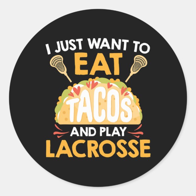 Tacos und Lacrosse Runder Aufkleber (Vorderseite)