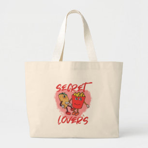 Tacos und Pommes Frites Cartoon-Slogan für heimlic Jumbo Stoffbeutel