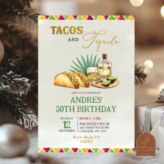 Tacos und Tequila 50. mexikanische Erwachsene Gebu Einladung