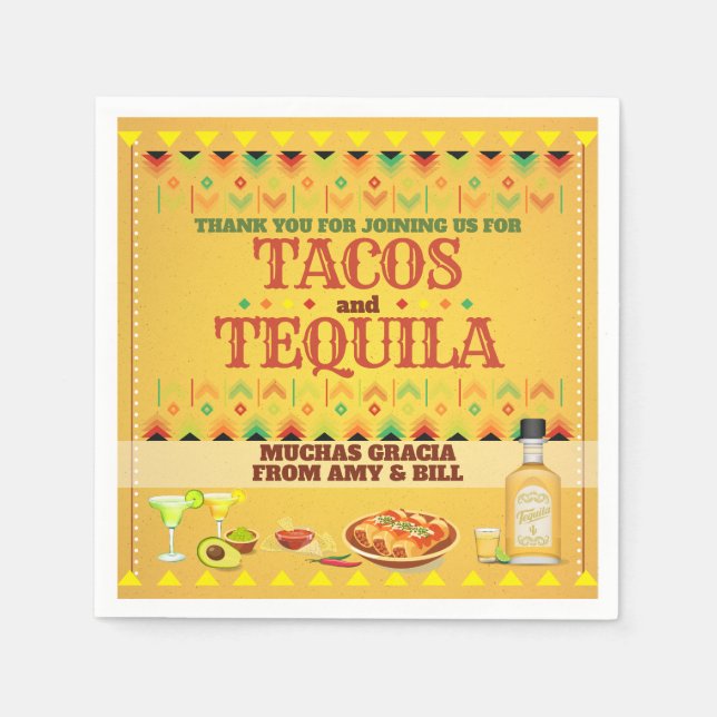 Tacos und Tequila Cinco de Mayo Fiesta Party Serviette (Vorderseite)