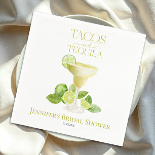 Tacos und Tequila   Lemon Watercolor Brautparty Serviette