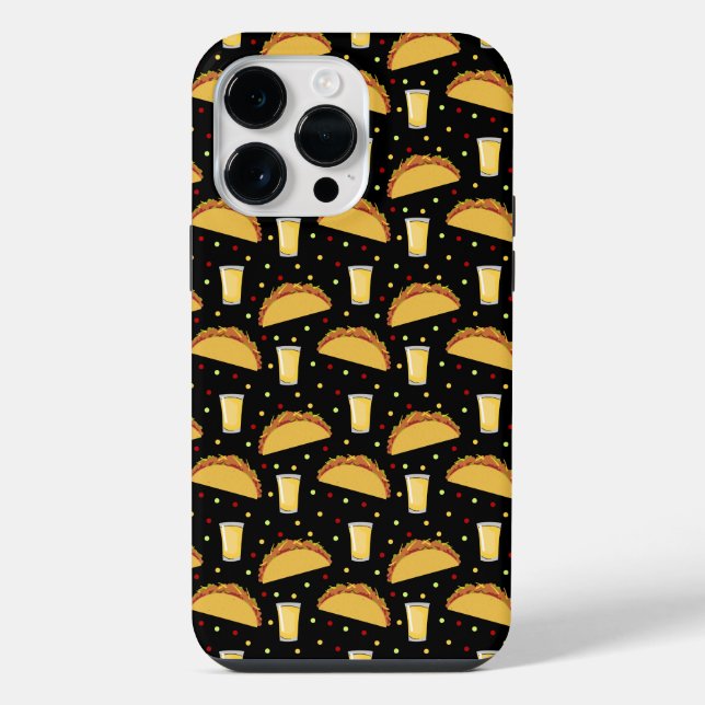 Tacos und Tequila-Shots-Muster iPhone Hülle (Rückseite)