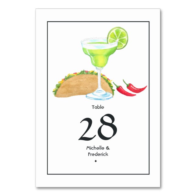 Tacos und Tequila Tischnummer (Vorderseite)