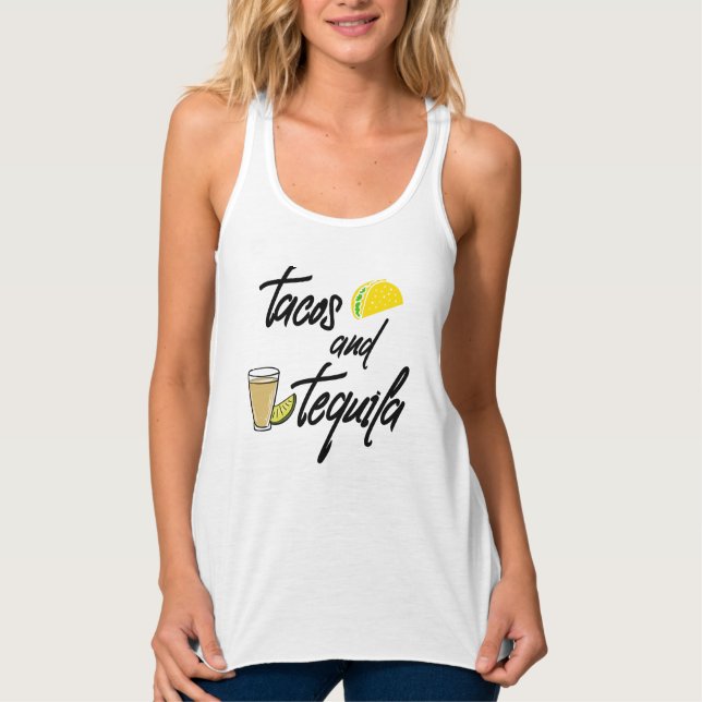 Tacos und Tequila Womens Graphic Tank Top (Vorderseite)