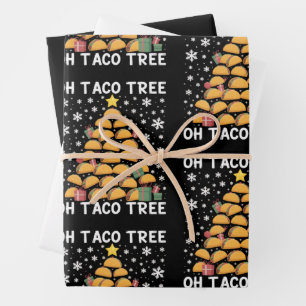 Tacos Weihnachtsbaum Lustiger Xmas Foodie Mexikani Geschenkpapier Set