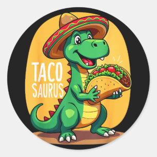 Tacosaurus Cinco de Mayo T-Rex Hut Dino Runder Aufkleber