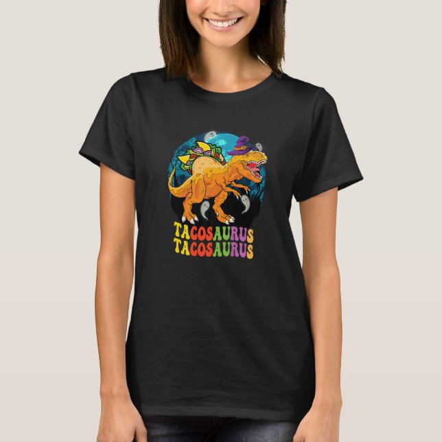 Tacosaurus Farbe Groovy Trage Hexenhut Geister und T-Shirt (Vorderseite)