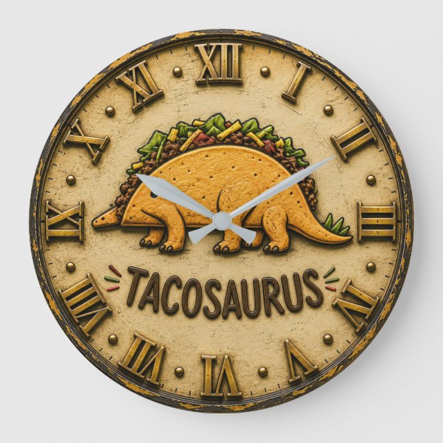Tacosaurus Funny Taco Dinosaur  Große Wanduhr (Vorderseite)
