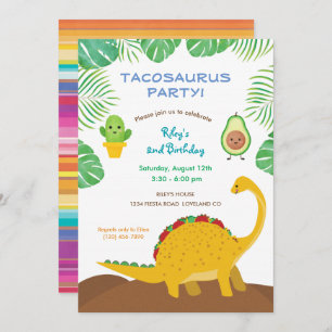 Tacosaurus Geburtstagsparty - Dinosaurier und Taco Einladung