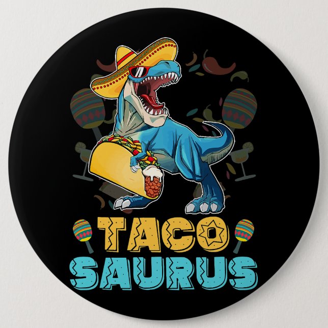 Tacosaurus Shirt Kid Taco Cinco de Mayo Kid Dinosa Button (Vorderseite)