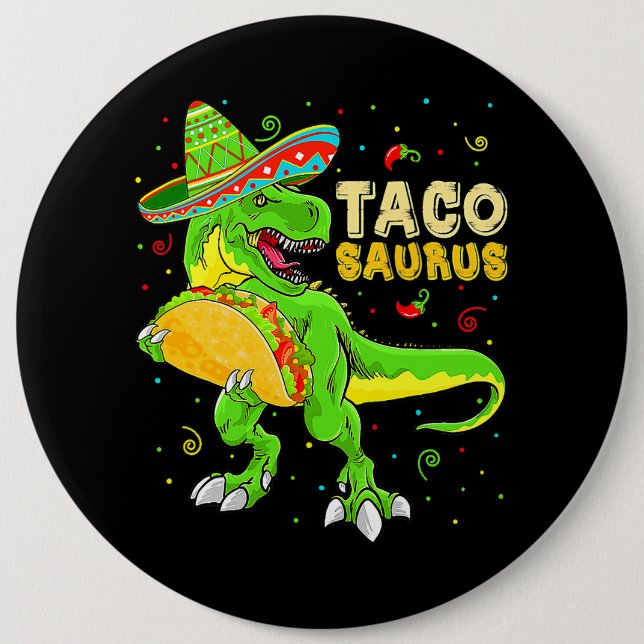 Tacosaurus Shirt Taco Cinco De Mayo Kinder Jungen  Button (Vorderseite)