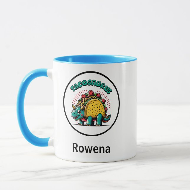 Tacosaurus Triceratops Funny Cartoon Tasse (Links)