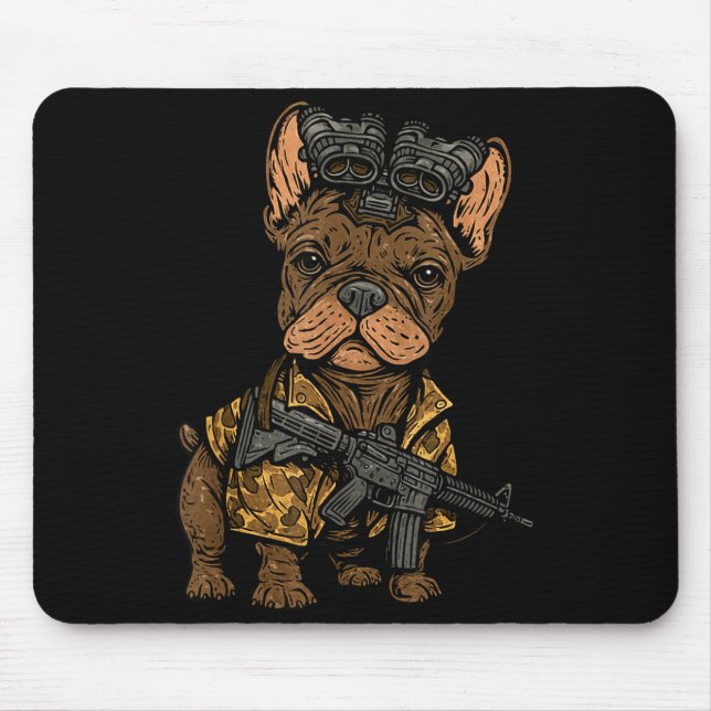 Tactical Frenchie Funny Dog Bulldog With Nvg Meme  Mousepad (Vorne)