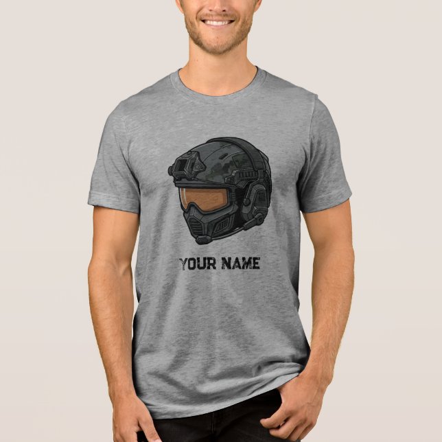 Tactical Gamer Helmet T-Shirt Tri-Blend Shirt (Vorderseite)