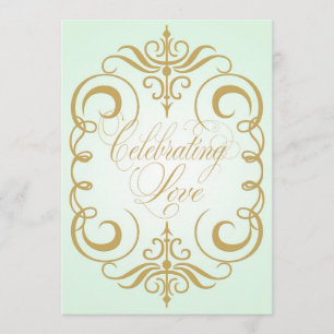Tadellose Grün-und Goldstrudel-Hochzeits-Einladung Einladung
