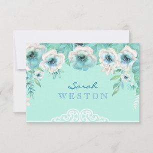 Tadellose grüne u. weiße Watercolor-Blumen danken Dankeskarte