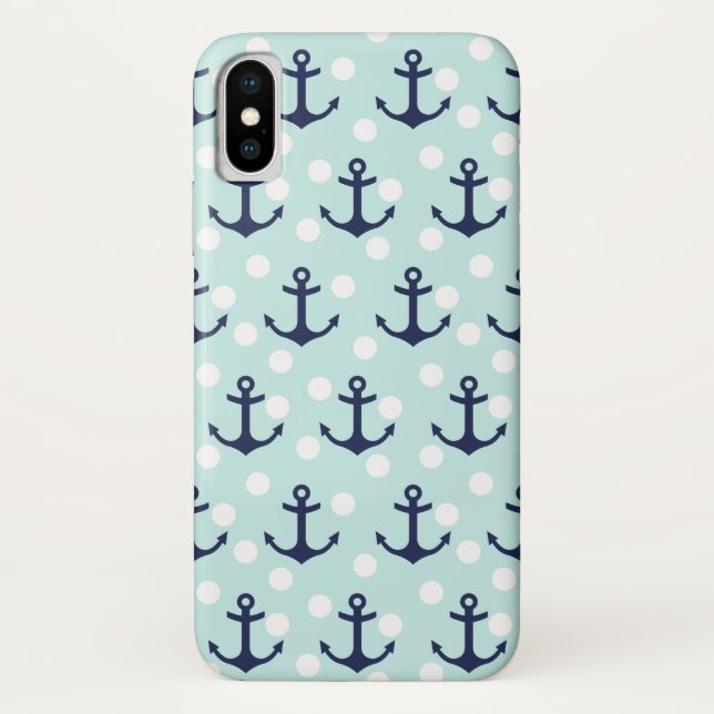 Tadellose nautischTupfen und Marine-Blau-Anker Case-Mate iPhone Hülle (Rückseite)