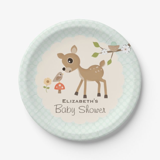 Tadellose Waldrotwild-Babyparty Pappteller (Vorderseite)
