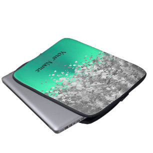 Tadelloser Grün- und Imitat-Glitter personalisier Laptopschutzhülle