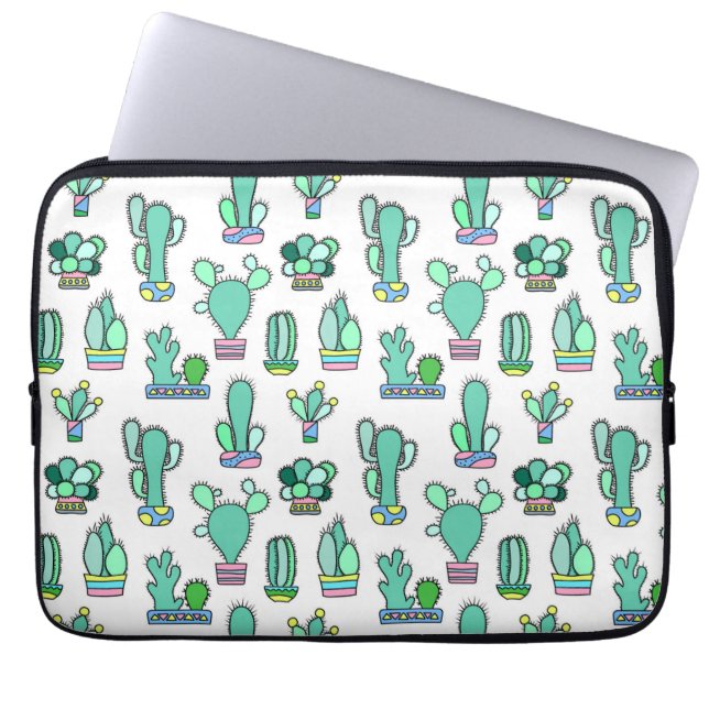 Tadelloser grüner Kaktus u. saftiges Laptopschutzhülle (Vorderseite)
