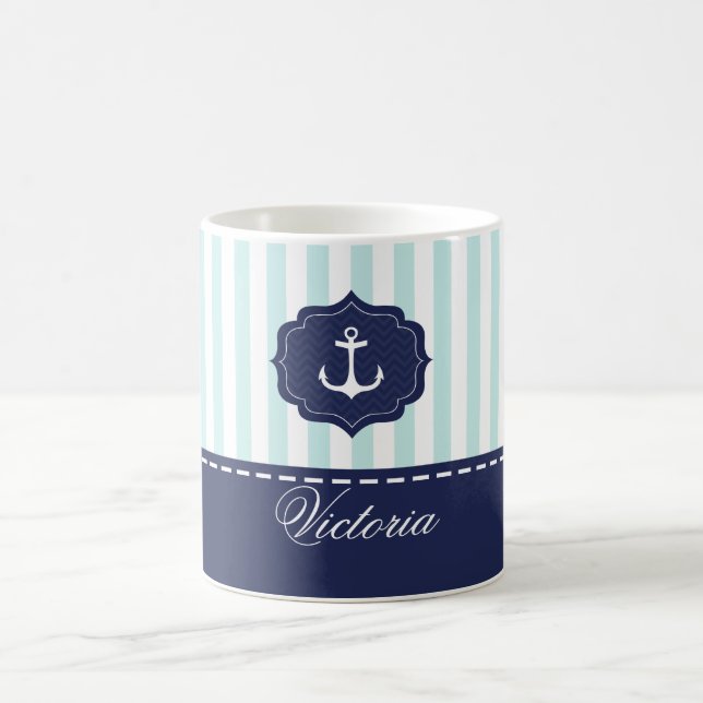 Tadelloser Marine-Blau-Anker-nautischindividueller Tasse (Mittel)