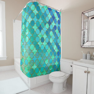 Tadelloses Aqua-aquamarines Goldorientalisches Duschvorhang