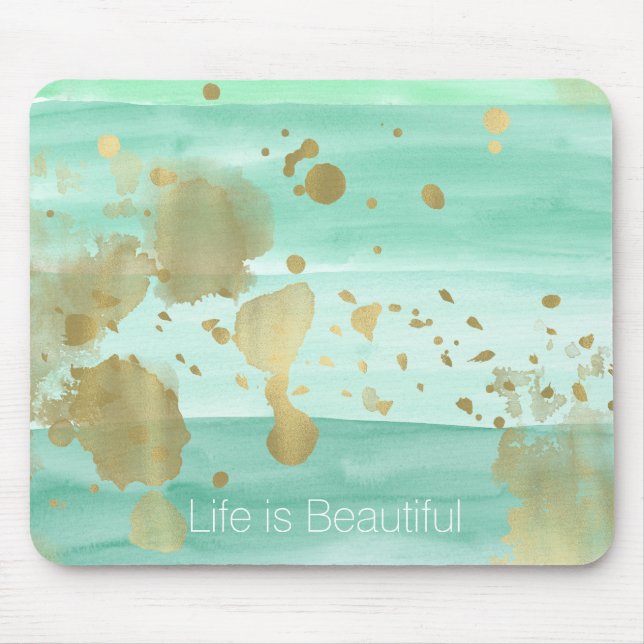 Tadelloses Gold abstrakt mit Inspirational Zitat Mousepad (Vorne)
