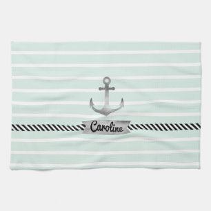 Tadelloses Grün Stripes graue Handtuch