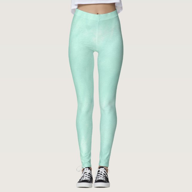 Tadelloses grünes Aquarell hellgrün Leggings (Vorderseite)