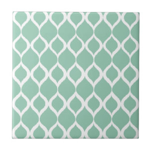 Tadelloses grünes geometrisches Ikat Stammes- Fliese