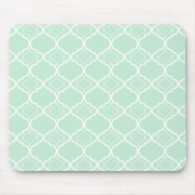 Tadelloses grünes Quatrefoil geometrisches Muster Mousepad (Vorne)