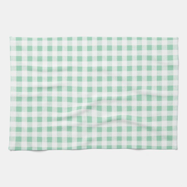 Tadelloses grünes weißes Gingham-Muster Handtuch (Horizontal)