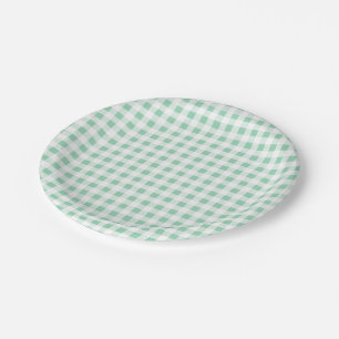 Tadelloses grünes weißes Gingham PatternMint Gr Pappteller