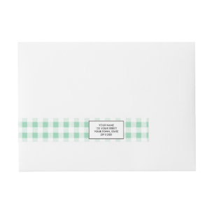 Tadelloses grünes weißes Gingham PatternMint Gr Rundum-Adressaufkleber