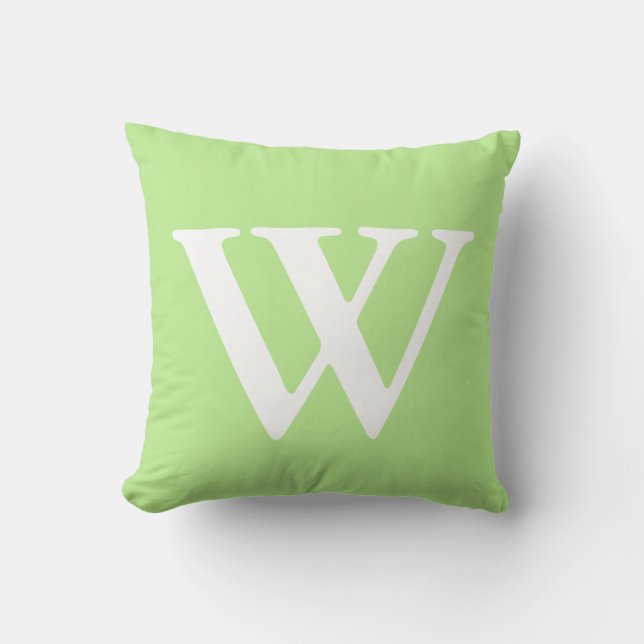 Tadelloses grünes weißes mit Monogramm Kissen (Vorderseite)