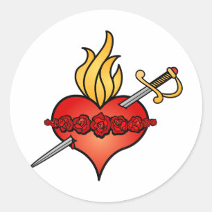 Tadelloses Herz von Mary-Ikone Runder Aufkleber