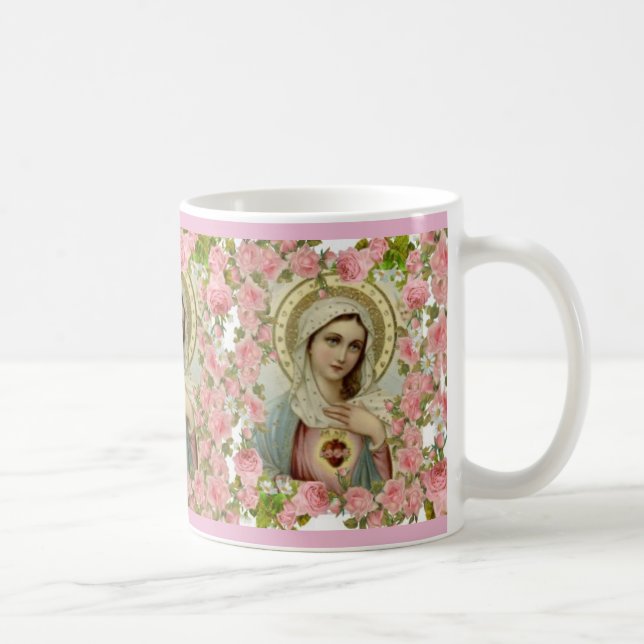Tadelloses Herz von rosa Rosen Marys Tasse (Rechts)